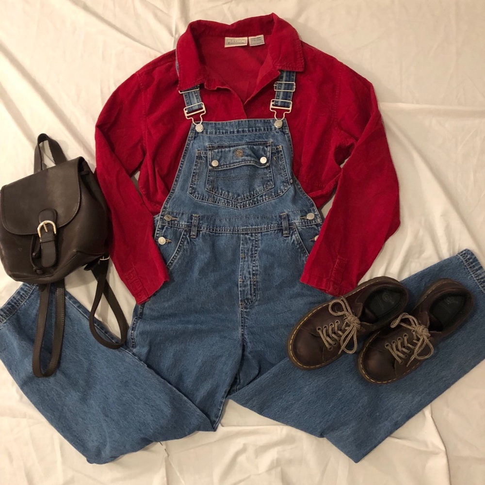 Vintage Red Corduroy Button Down Top